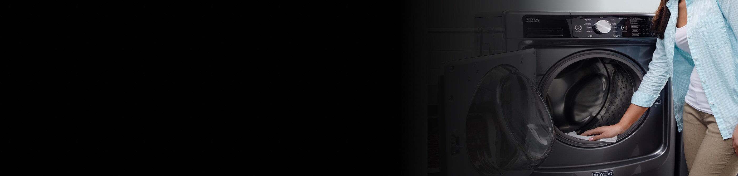 Person wiping drum of Maytag® washer